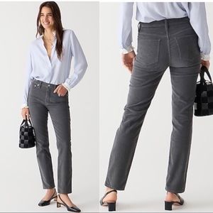 J. Crew Corduroy Vintage Slim Straight Leg High Rise Gray Pants. Worn once
